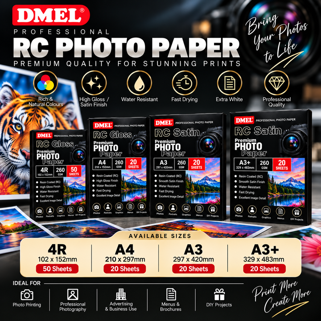 4R Dmel Satin/Glossy Photo Paper 240g-260g (200 sheets)