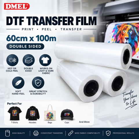 DTF (Direct To Film) Transfer Film 60cm x 100m - Double Sided, Hot Peel / Cool Peel